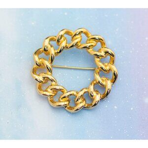 Vintage Golden Large Curb Style Brooch | Gold Tone Brooch | J14